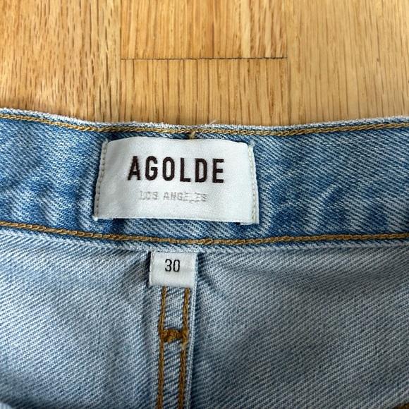 AGOLDE dee high rise rolled hem denim shorts hazard light wash rigid size 30 - Picture 5 of 14